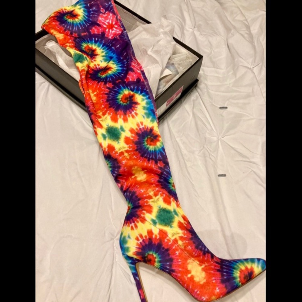 New Sz 9 Tie Dye Knee High Heels